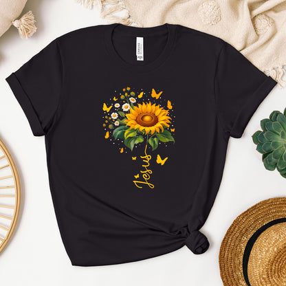 Jesus Sunflower And Butterflies