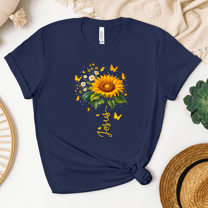 Jesus Sunflower And Butterflies