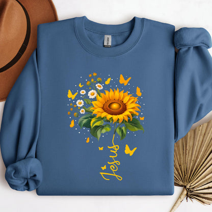 Jesus Sunflower And Butterflies