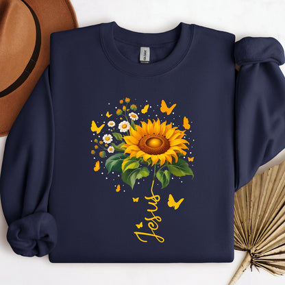 Jesus Sunflower And Butterflies