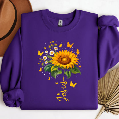 Jesus Sunflower And Butterflies