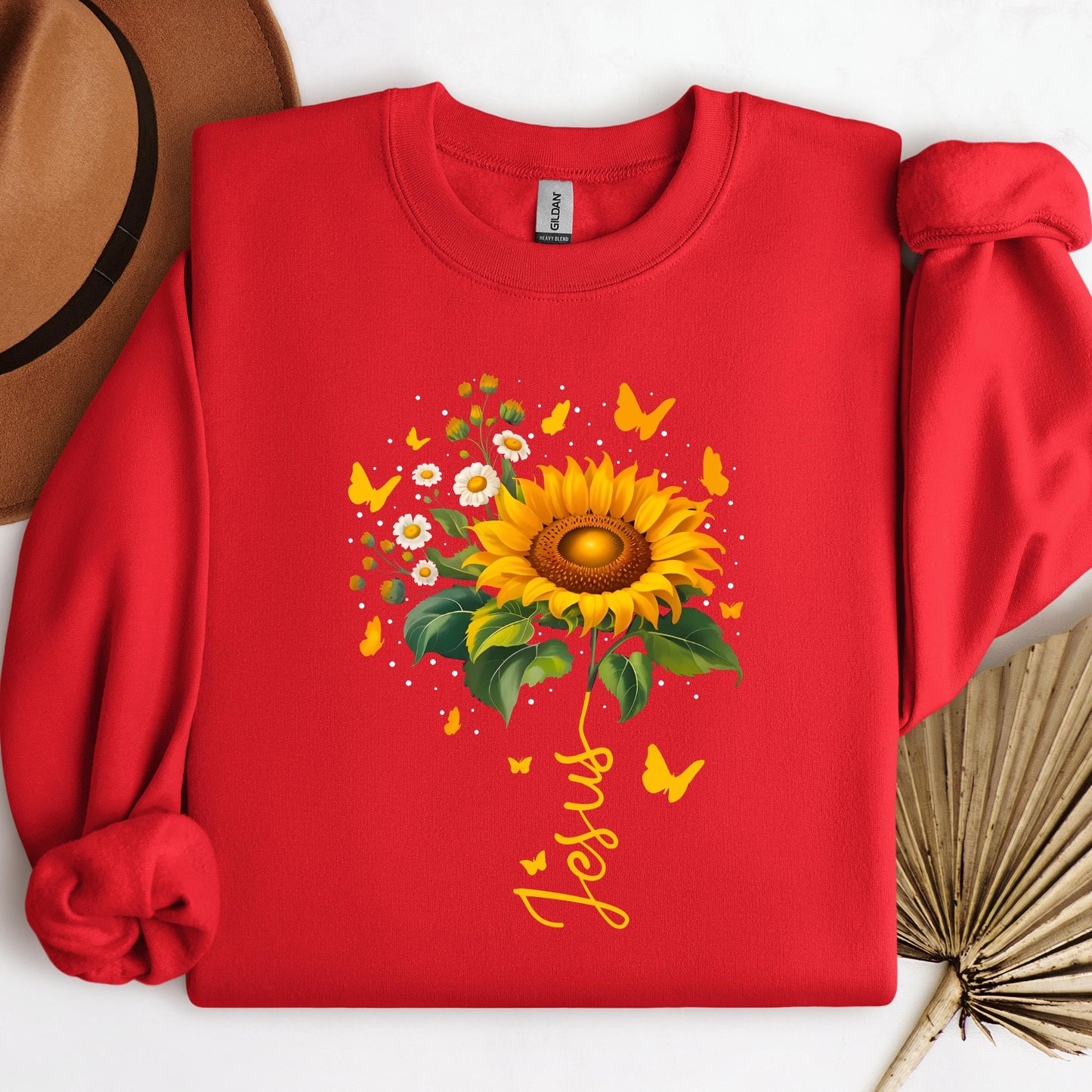Jesus Sunflower And Butterflies
