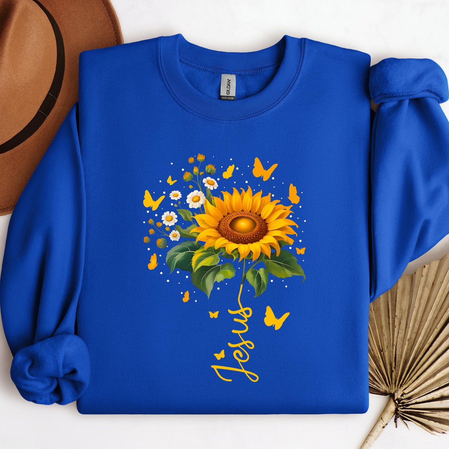 Jesus Sunflower And Butterflies