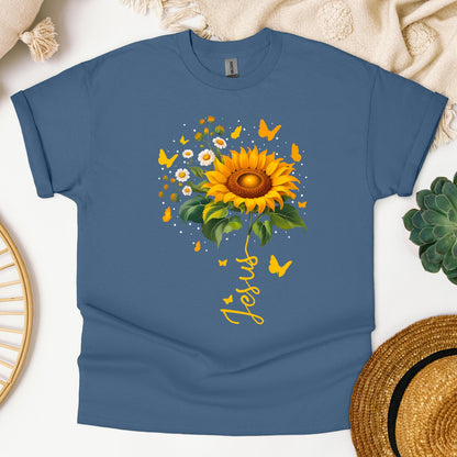 Jesus Sunflower And Butterflies