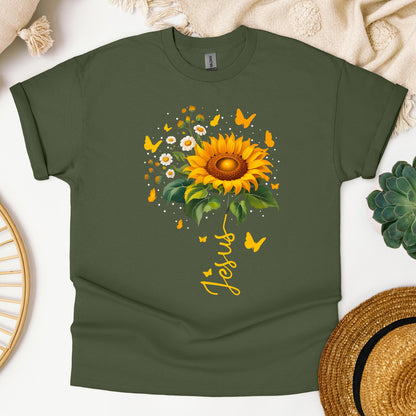 Jesus Sunflower And Butterflies
