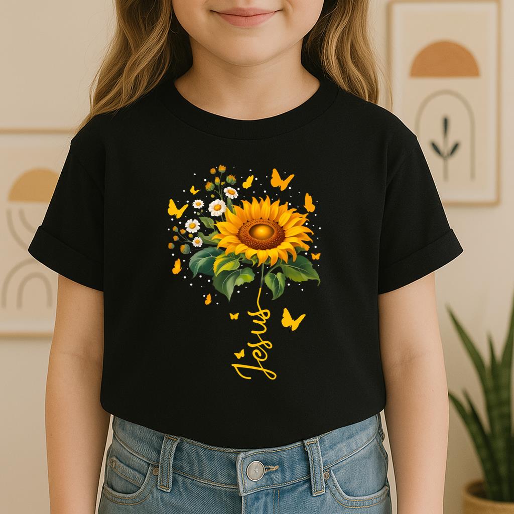 Jesus Sunflower And Butterflies