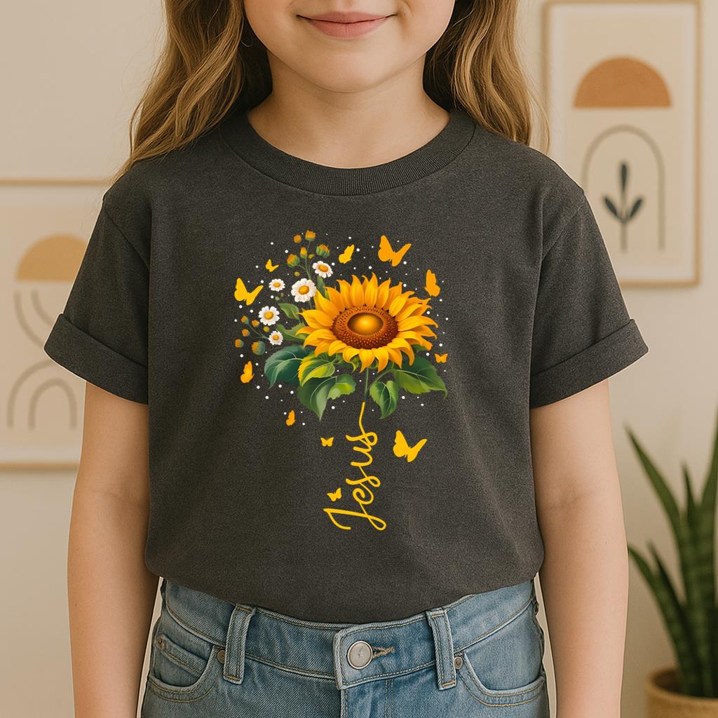 Jesus Sunflower And Butterflies