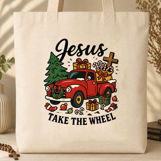 Jesus Take The Wheel Tote Bag