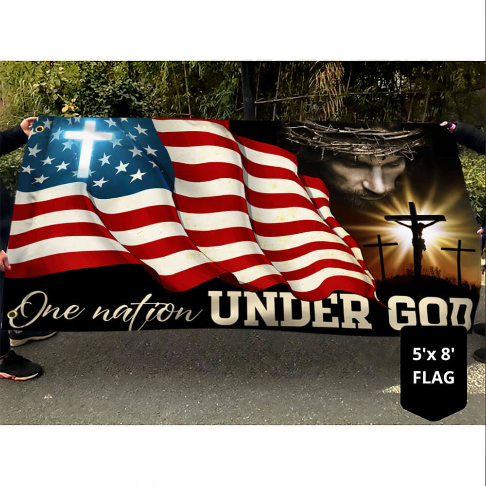 Flagwix American Flag - One Nation Under God, Jesus Christian Patriotic American Grommet Flag