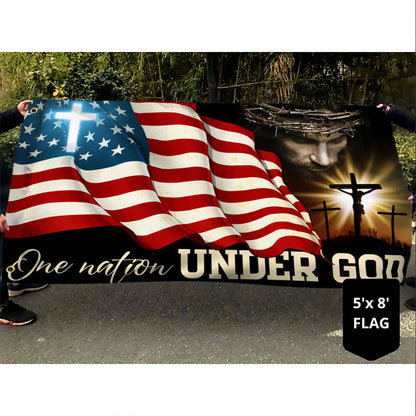 Flagwix American Flag - One Nation Under God, Jesus Christian Patriotic American Grommet Flag