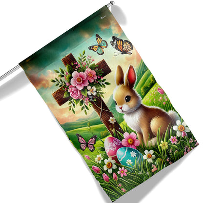 Easter Rabbit Bunny Christian Cross Happy Easter Flag