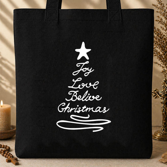 Joy Love Believe Christmas Tote Bag