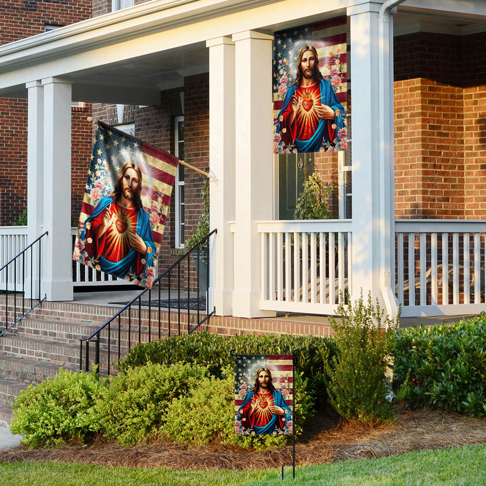 Flagwix American Flag - The Sacred Heart Of Jesus American Flag