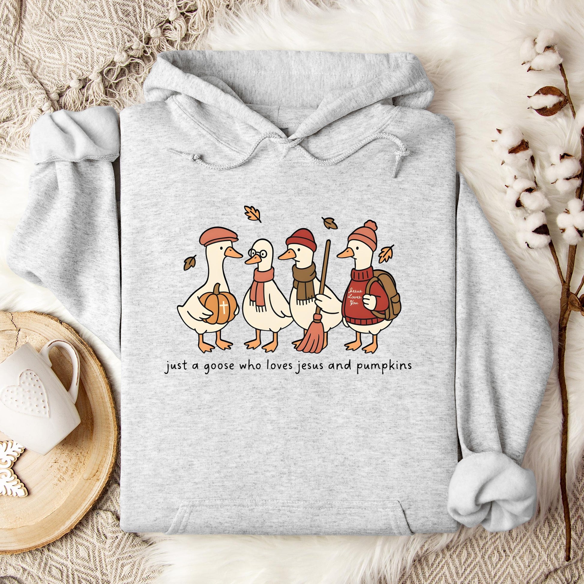 Just A Goose Who Loves Jesus And Pumpkins Hoodie