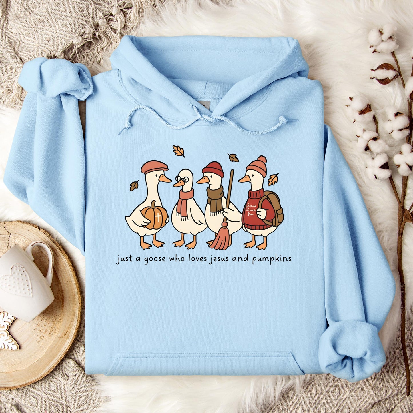 Just A Goose Who Loves Jesus And Pumpkins Hoodie
