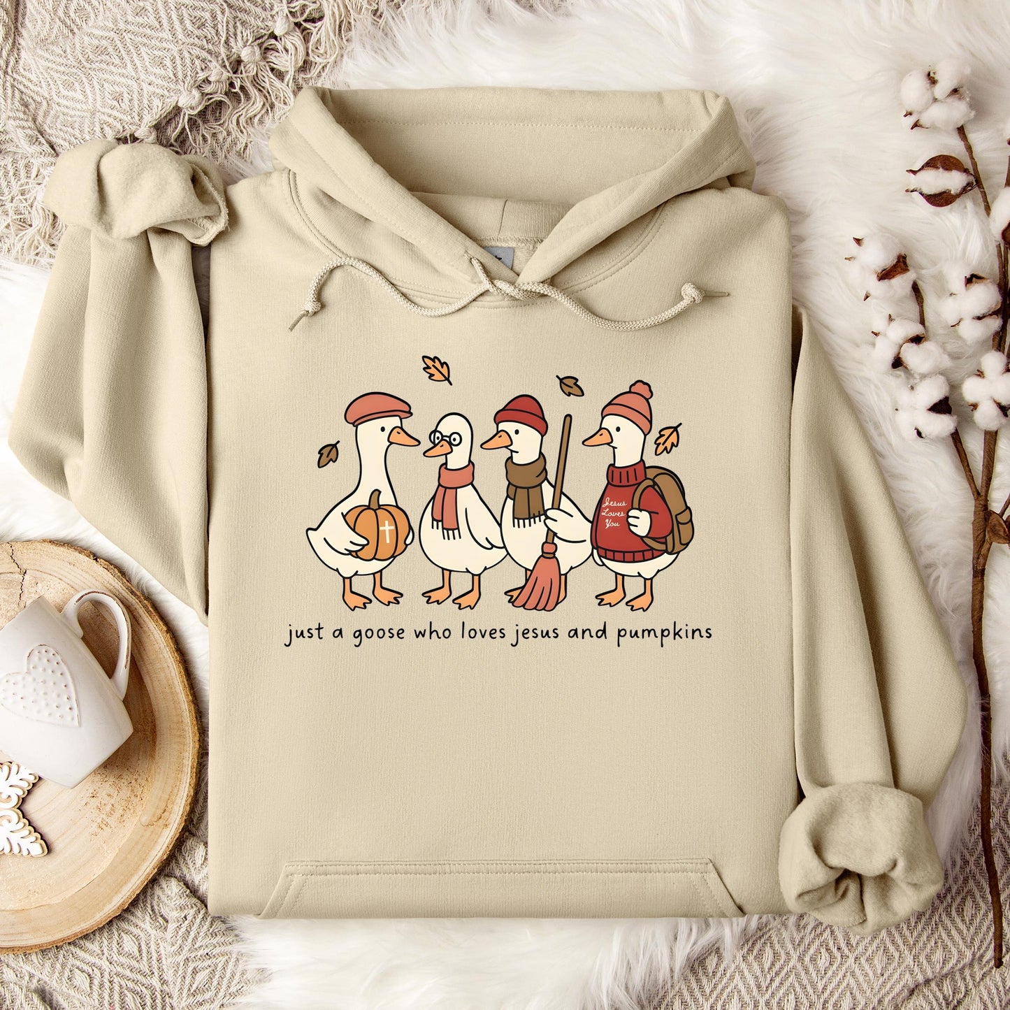 Just A Goose Who Loves Jesus And Pumpkins Hoodie