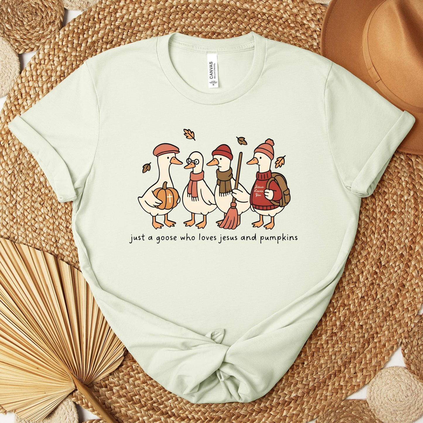 Just A Goose Who Loves Jesus And Pumpkins Premium T-shirt