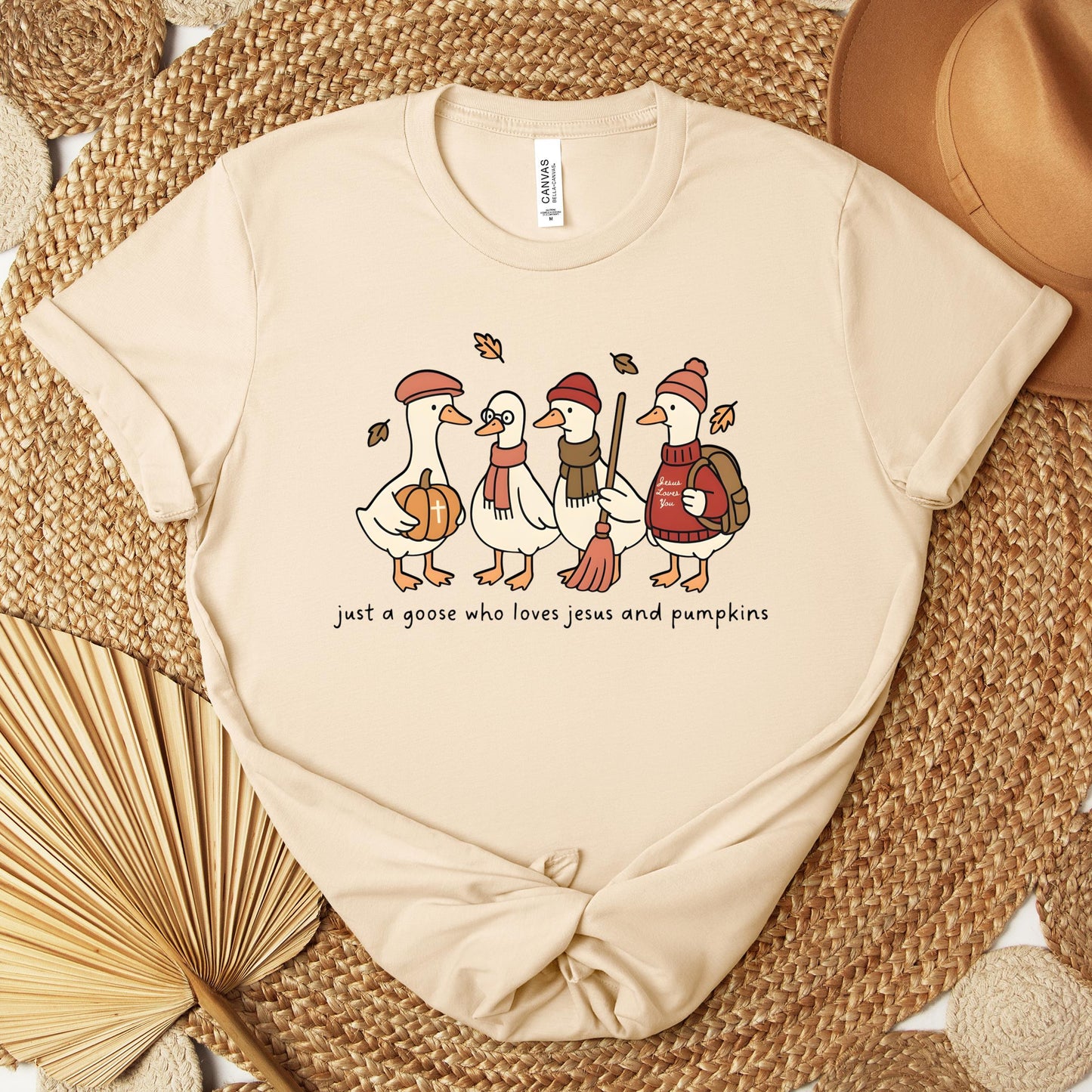 Just A Goose Who Loves Jesus And Pumpkins Premium T-shirt