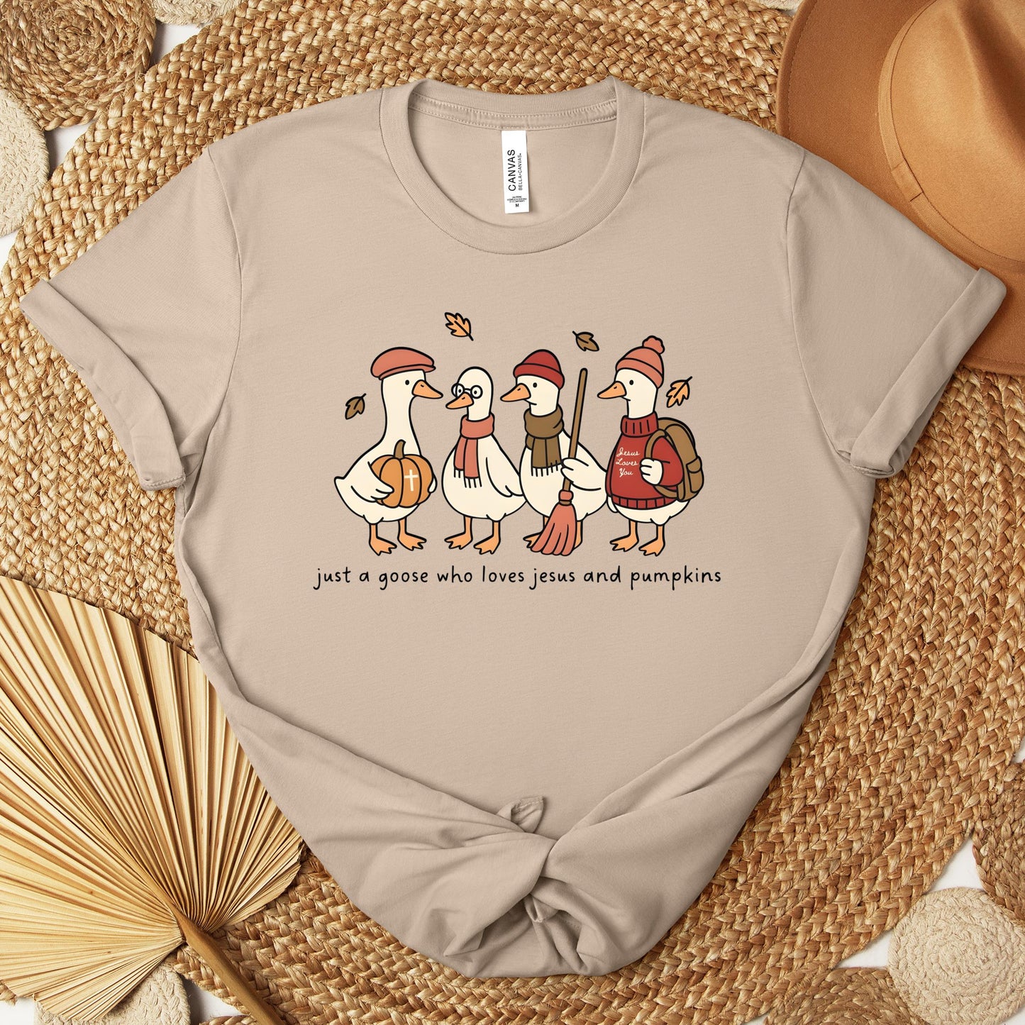 Just A Goose Who Loves Jesus And Pumpkins Premium T-shirt