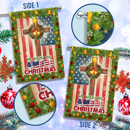 Christian Cross American Flag We Wish You Ameri Christmas Flag