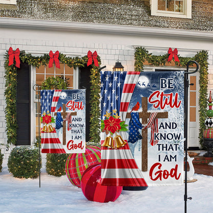 Jesus Christ Cross Christmas Flag  Be Still &amp; Know That I Am God Flag