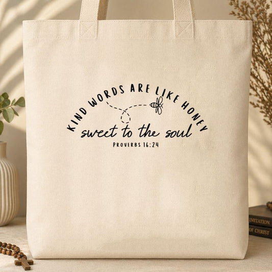 Kind Words Are Like Honey Sweet To The Soul Proverbs 16.24 Tote Bag