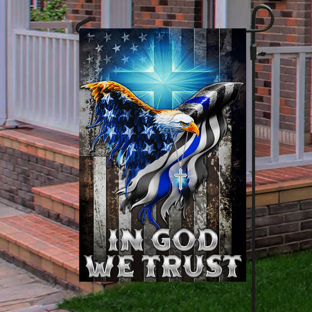 Flagwix American Flag - In God We Trust Christian Cross, American Eagle, The Thin Blue Line Flag