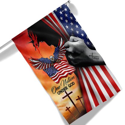 Jesus American One Nation Under God  Eagle Flag