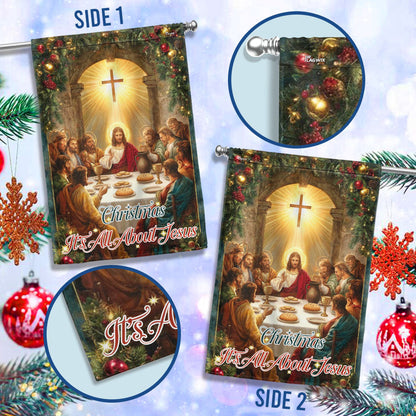 Christmas Flag | It’s All About Jesus Christian Faith Holiday Decor