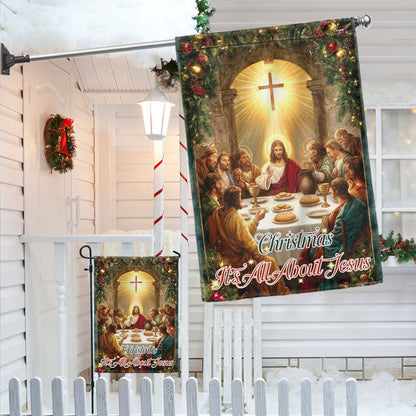 Christmas Flag | It’s All About Jesus Christian Faith Holiday Decor