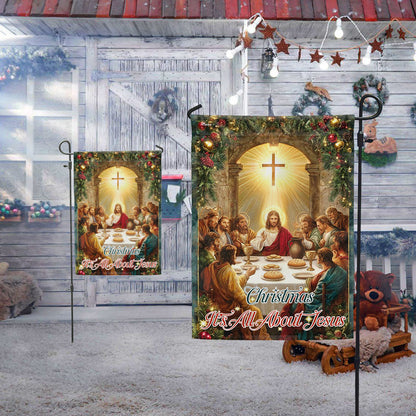 Christmas Flag | It’s All About Jesus Christian Faith Holiday Decor