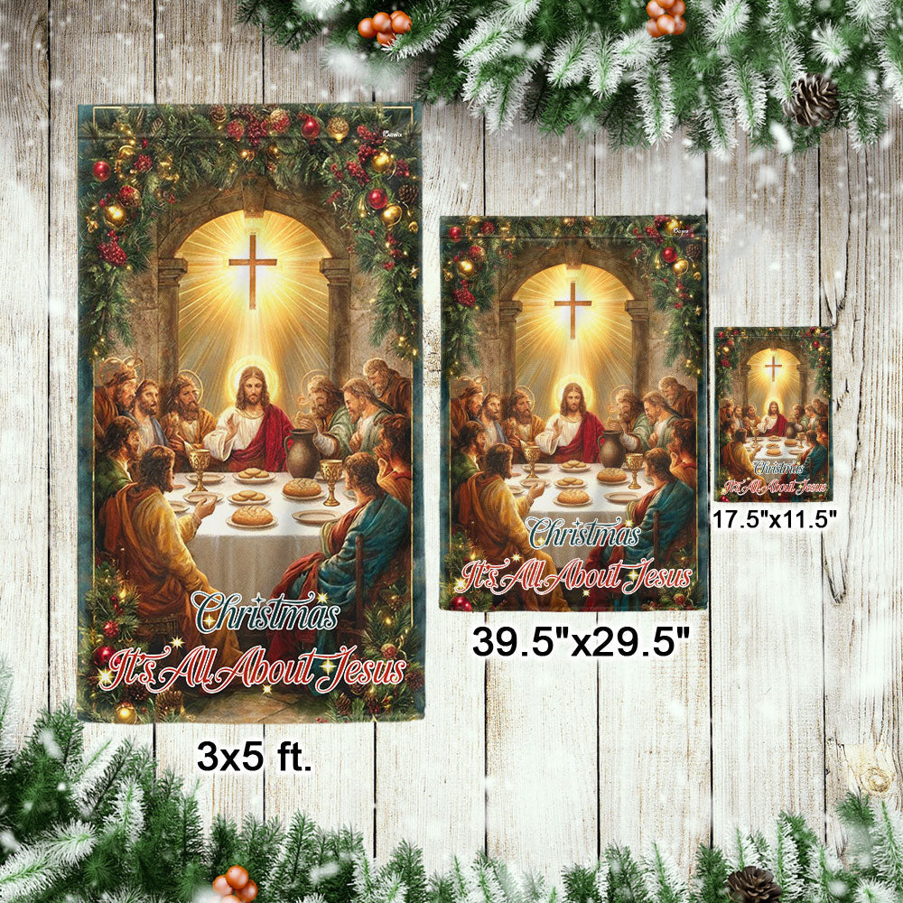 Christmas Flag | It’s All About Jesus Christian Faith Holiday Decor