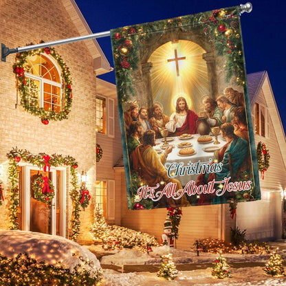 Christmas Flag | It’s All About Jesus Christian Faith Holiday Decor