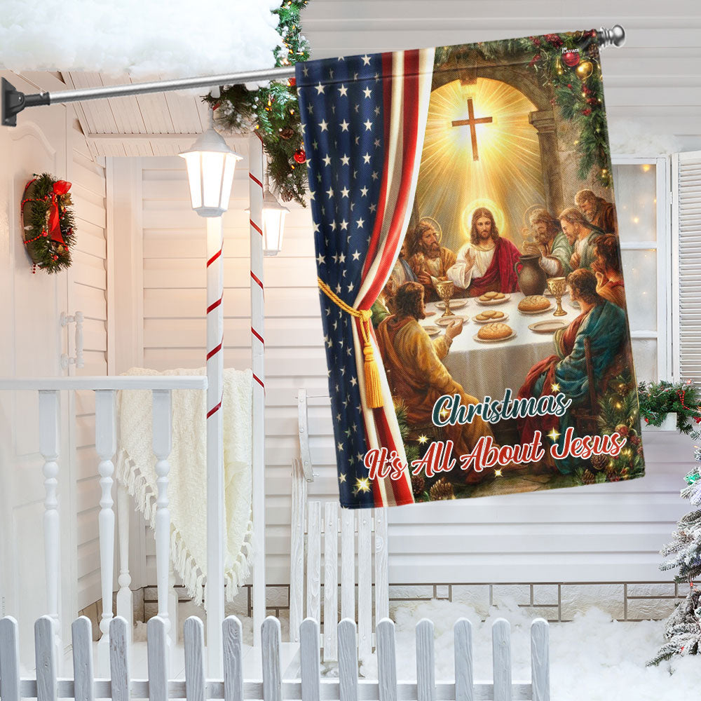 Christ Christmas Flag | It’s All About Jesus Faith Holiday Decor