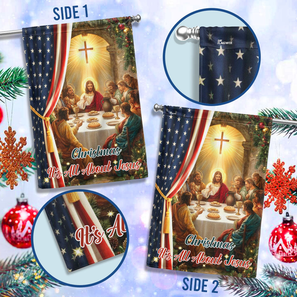 Christ Christmas Flag | It’s All About Jesus Faith Holiday Decor