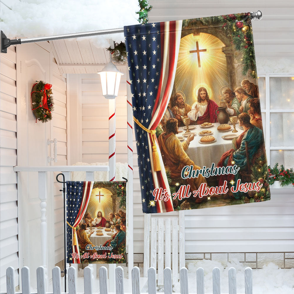 Christ Christmas Flag | It’s All About Jesus Faith Holiday Decor