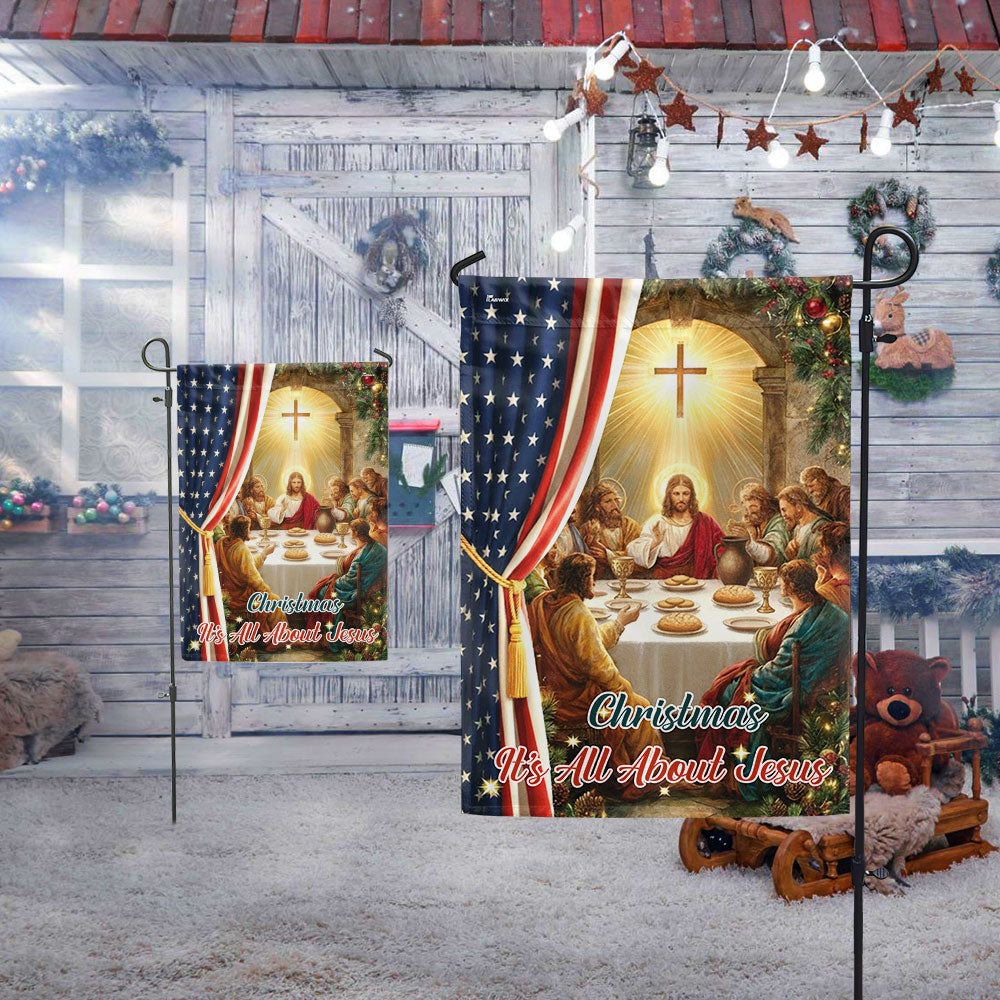 Christ Christmas Flag | It’s All About Jesus Faith Holiday Decor