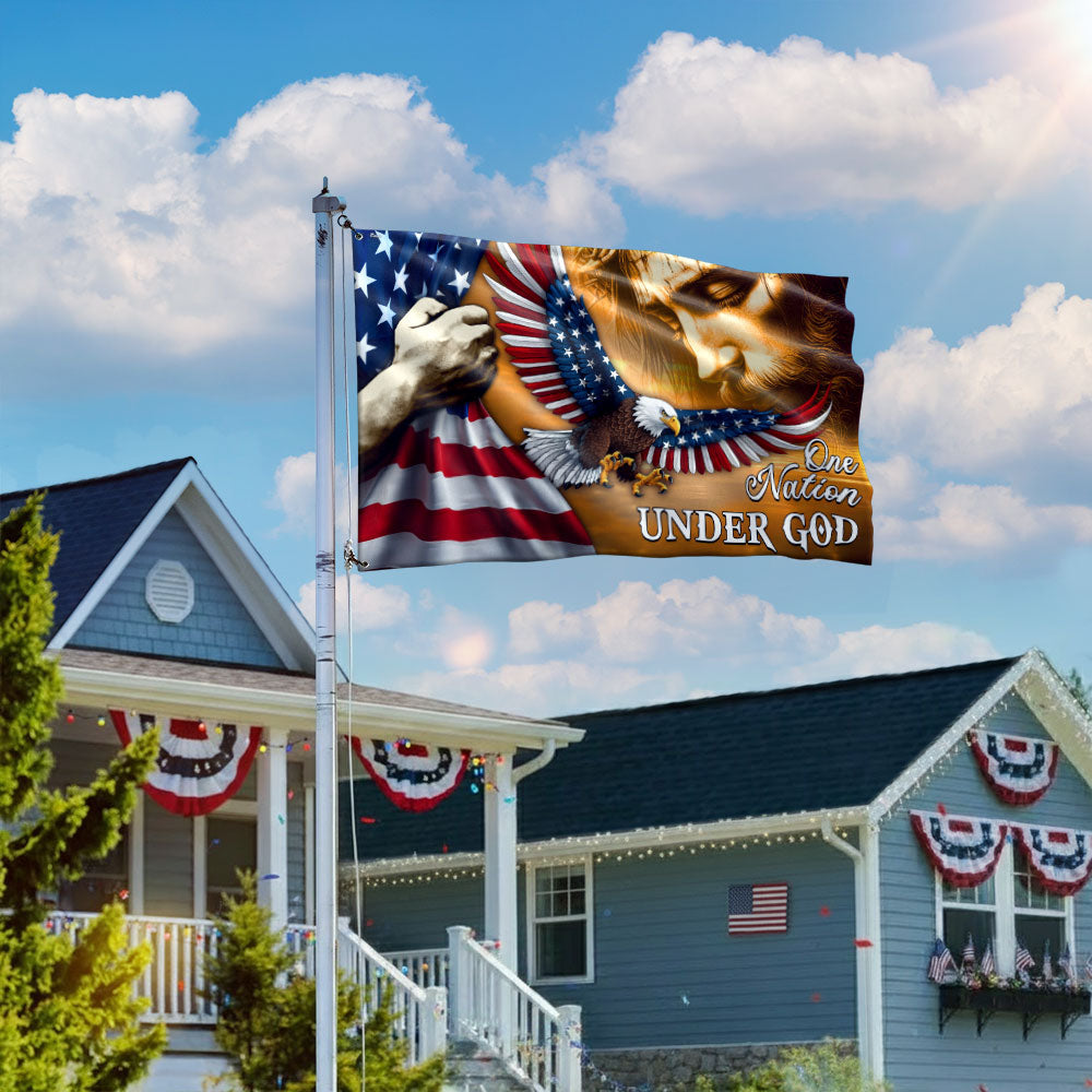 American Eagle Jesus One Nation Under God Christ Patriot Grommet Flag