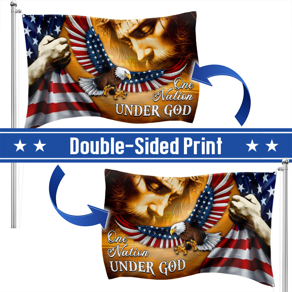 American Eagle Jesus One Nation Under God Christ Patriot Grommet Flag