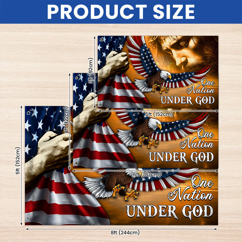 American Eagle Jesus One Nation Under God Christ Patriot Grommet Flag