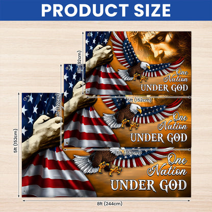 American Eagle Jesus One Nation Under God Christ Patriot Grommet Flag