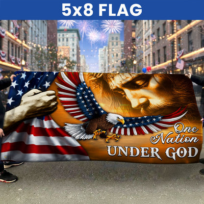American Eagle Jesus One Nation Under God Christ Patriot Grommet Flag