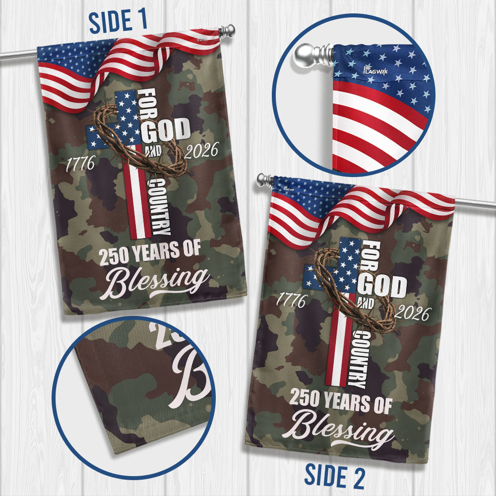 For God Country 250 Years of Blessing Flag, Patriotic 1776 2026 USA Flag
