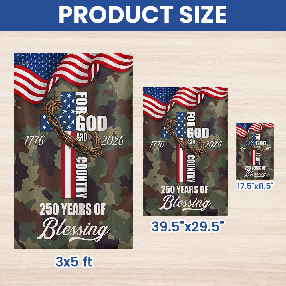 For God Country 250 Years of Blessing Flag, Patriotic 1776 2026 USA Flag