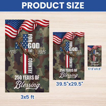 For God Country 250 Years of Blessing Flag, Patriotic 1776 2026 USA Flag