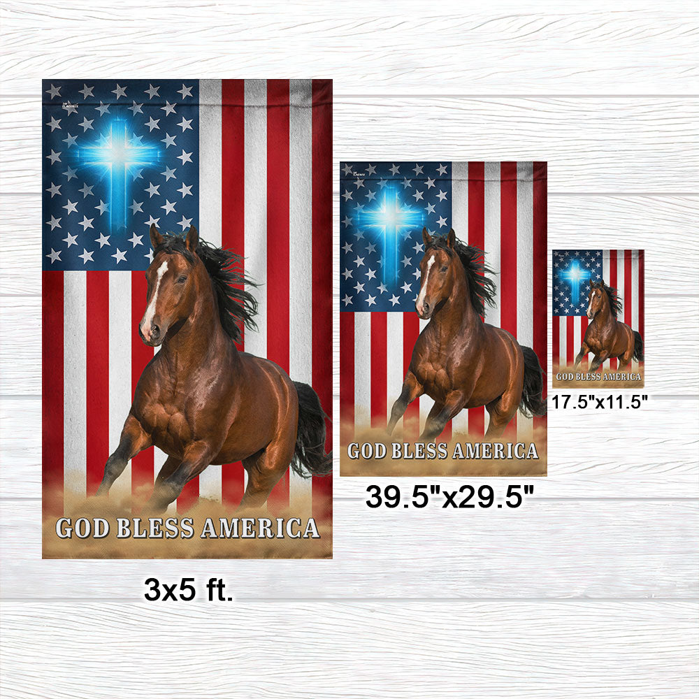 Patriotic Horse American Flag, God Bless Horse Farm Outdoor Flag
