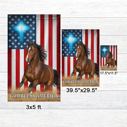 Patriotic Horse American Flag, God Bless Horse Farm Outdoor Flag