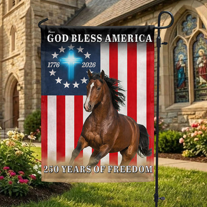 God Bless America Patrotic Horse Flag, 250 Years of Freedom Farm Flag
