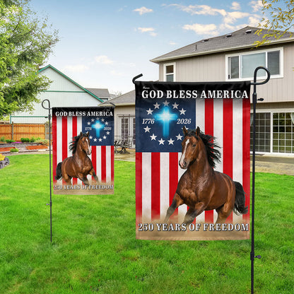 God Bless America Patrotic Horse Flag, 250 Years of Freedom Farm Flag