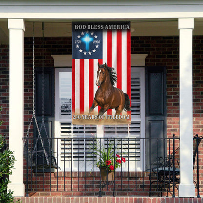 God Bless America Patrotic Horse Flag, 250 Years of Freedom Farm Flag